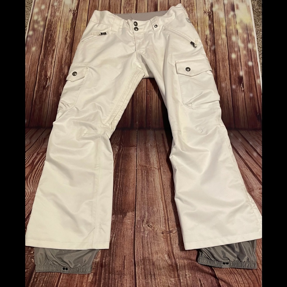 Women’s Burton Dryride White Snowboard Ski Pants Size XS Snow EUC
